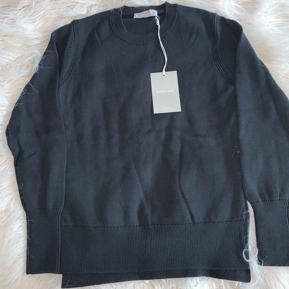 New Women Everlane Black Soft Crew sweater